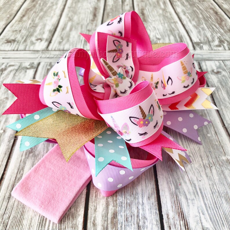 Unicorn Birthday Party,Unicorn 1st Birthday,Unicorn Hair Clip,Unicorn Stacked Hair Bow Party Favor OTT Unicorn Hair Bow,Unicorn Headband