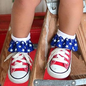 4th of July Baby Socks,Star Ribbon Ruffle Socks,Royal Blue Baby Socks,Frilly Socks,Baby Ribbon Socks,Frilly Baby Socks,Patriot Baby Socks