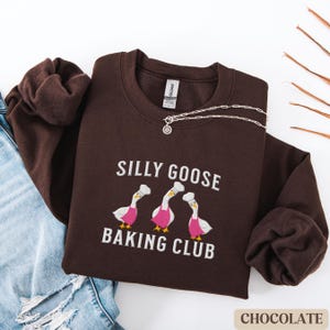 Silly Goose Baking Club Sweatshirt, Embroidered Baking Crewneck, Funny Goose Gift for Bakers, Cozy Pullover for Friends, Baking Group Shirt