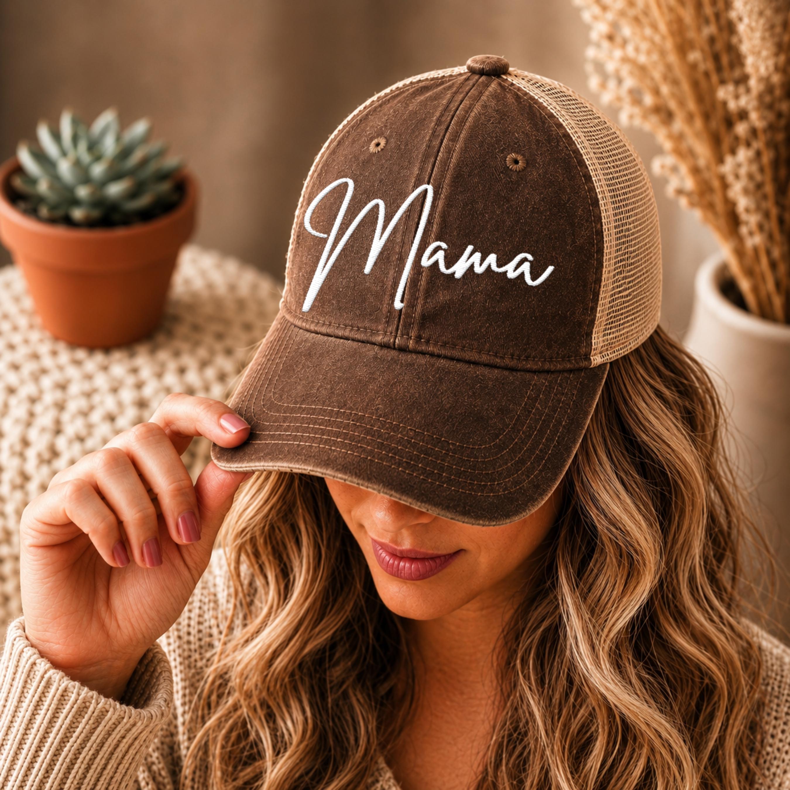 Embroidered Mama Hat, Personalized Mama Baseball Cap, Mama  display picture 2