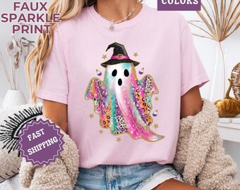Spooky Season Shirt Comfort Colors, Cute Ghost Halloween Tee, Pastel Witchy Graphic Shirt, Retro Pink Ghost Tee, Girly Halloween Outfit