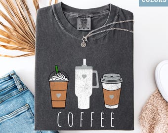 Funny Coffee Shirt for Women, Comfort Colors Tee, Caffeine and Chaos Graphic Tee, Tired Mom Shirt, Sarcastic Coffee Lover Gift, Plus Size