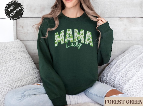 Lucky Mama Sweatshirt, St Patrick's Day Crewneck, Shamrock Sweater