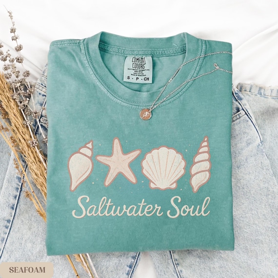 Seashell graphic tee, Comfort Colors beach shirt, ocean lover gift, boho summer t-shirt, coastal sea life shirt beach vacation tee plus size