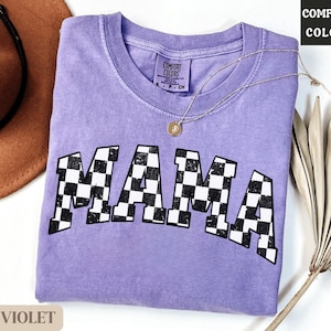 Comfort Colors® Retro Checkered Mama Shirt Mothers Day Gift From Daughter for Mom, Mama Tshirt For Birthday For Her, Baby Shower Christmas