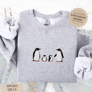 Embroidered Penguin Sweatshirt, Cute Penguin Crewneck, Cozy Winter Animal Sweater, Penguin Lover Gift, Birthday Gift, Penguin Lover Apparel