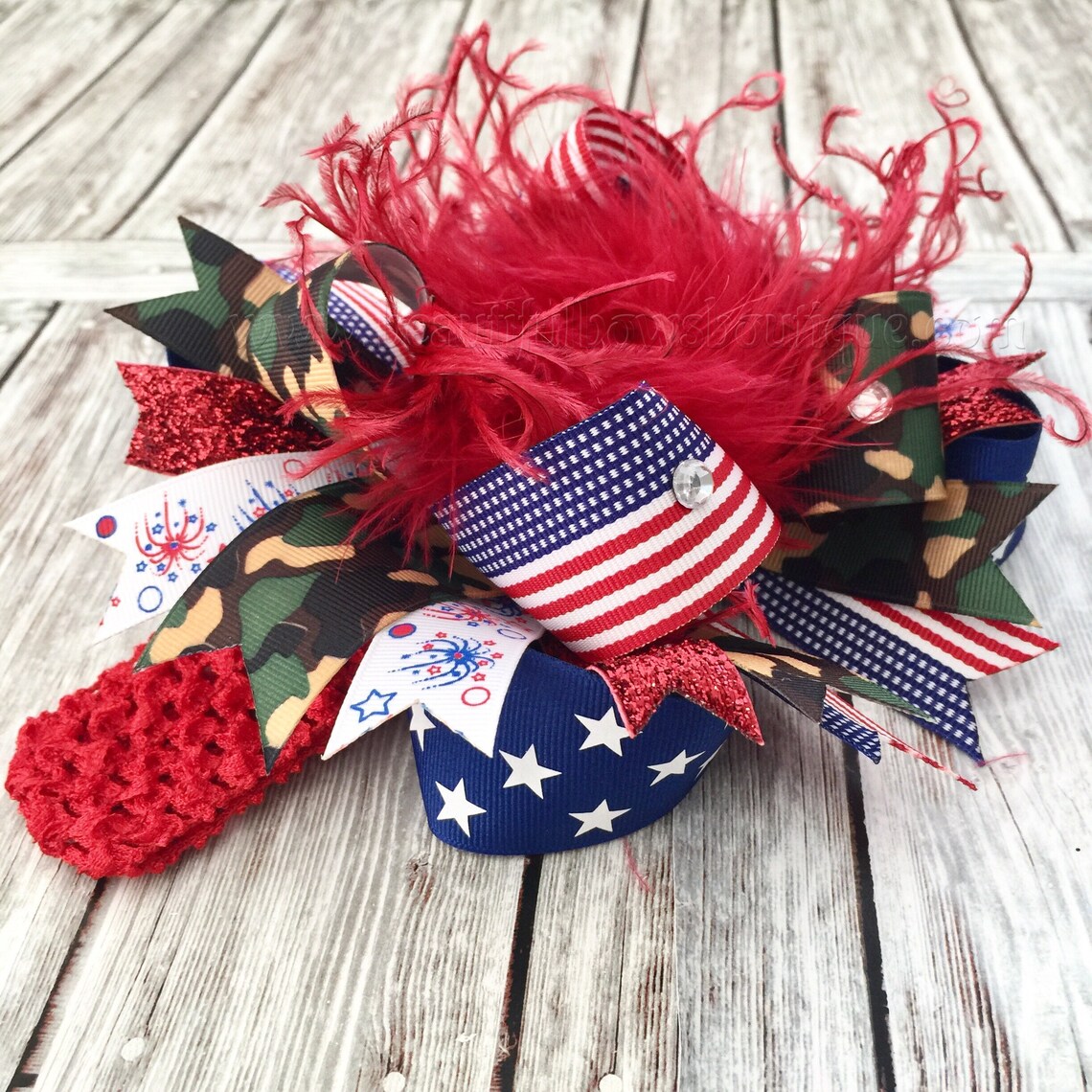 Patriotic Camo Hair BowAmerican Camo HeadbandCamo 4th of Etsy