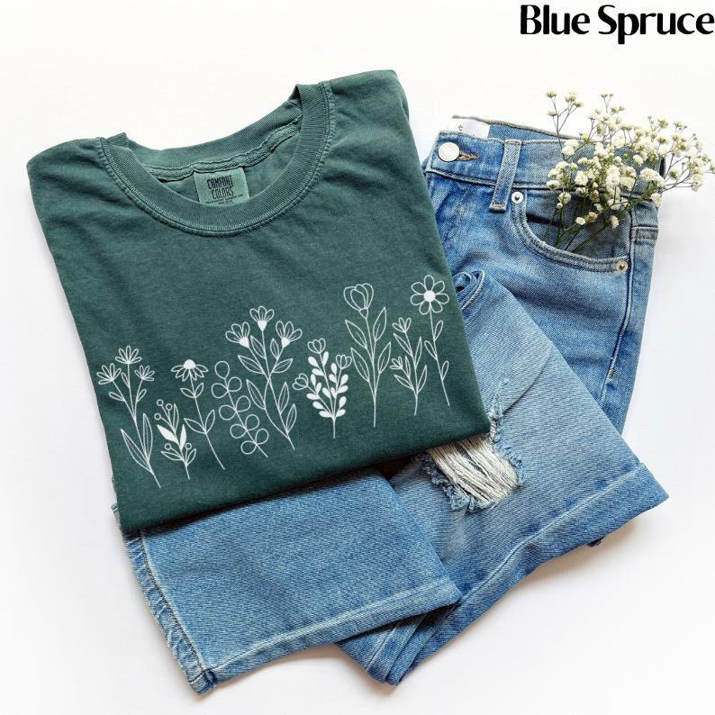Comfort Colors® Wildflower Shirt Floral Cottagecore Shirt Botanical Shirt Flower Shirt Nature Shirt, Wildflower Tshirt Wild Flower Shirt