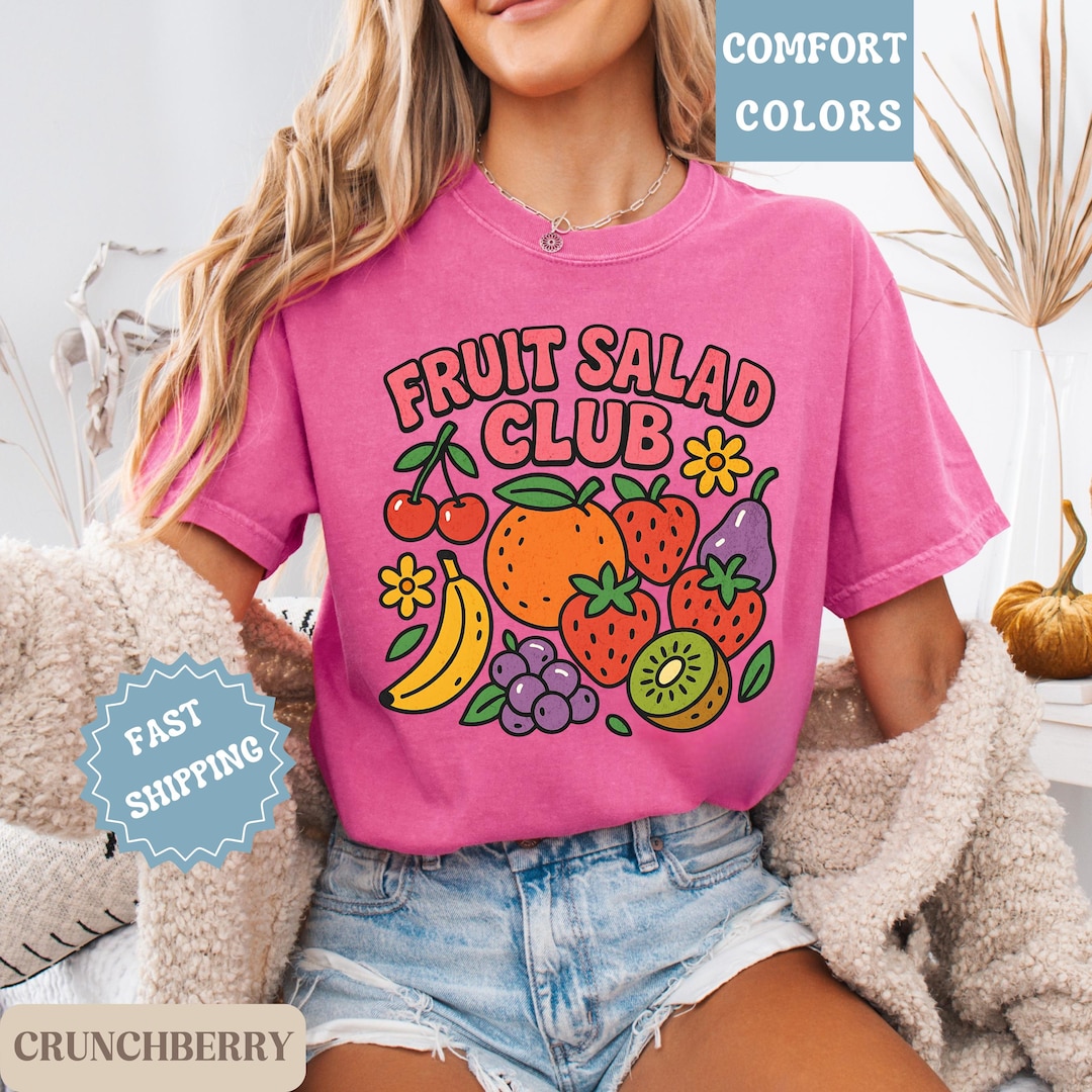 Fruit Salad Club Shirt, Colorful Retro Graphic Tee, Kawaii