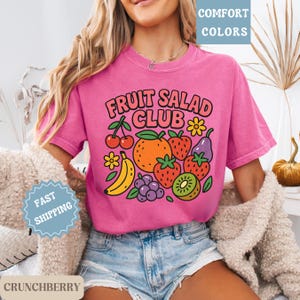 Fruit Salad Club Shirt, colorful retro graphic tee, kawaii aesthetic shirt, foodie gift for her, Comfort Colors summer tee, cute club shirt