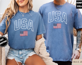 Comfort Colors USA Shirt, 4th of July Shirt, Floral USA Tee