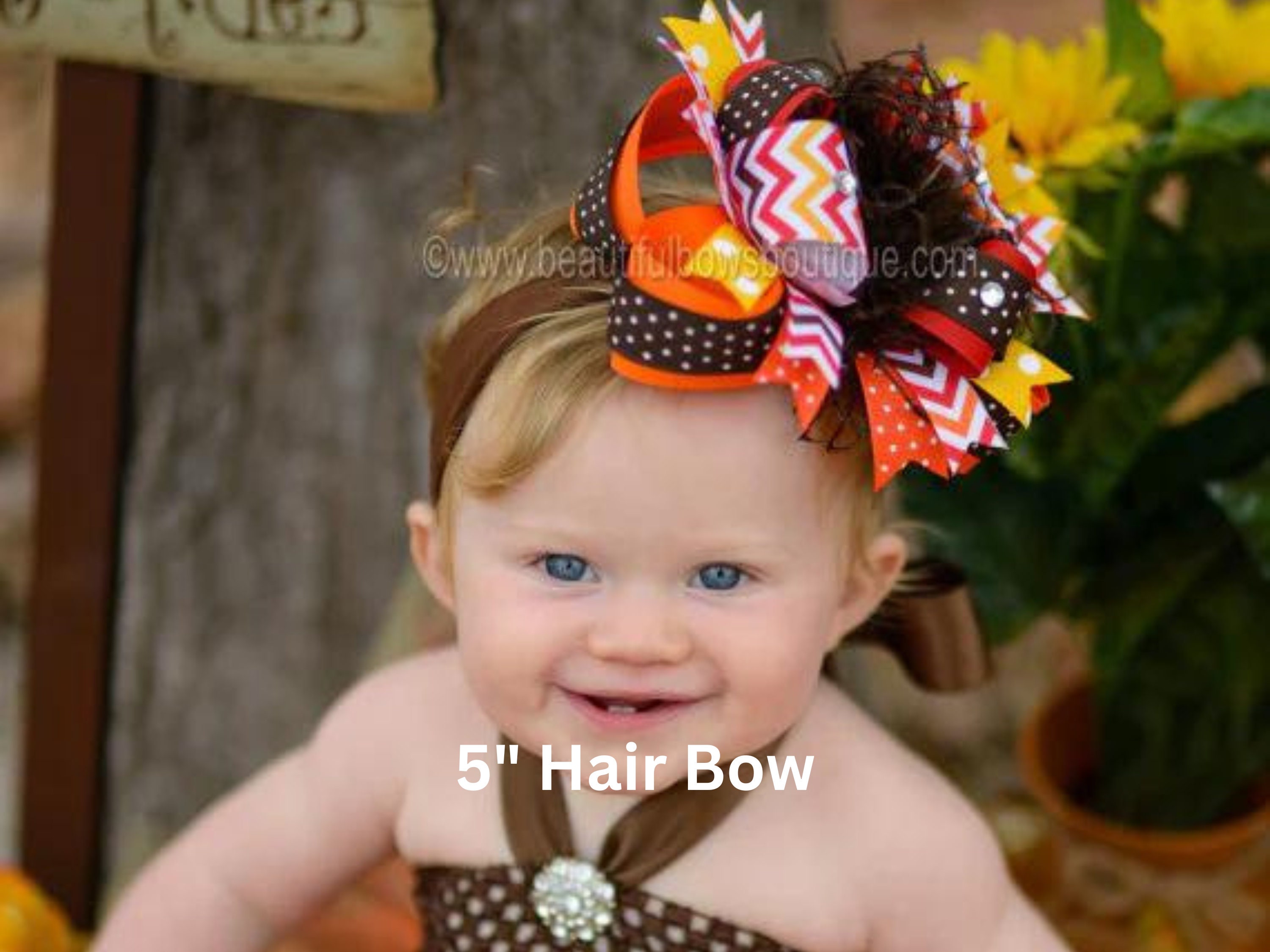 Halloween Chevron Large Baby Bow Headband or Girls Hair Bow black