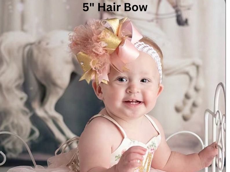 White Over the Top Hair Bow, White Over the Top Baby Headand, 6 inch white hair bow image 6