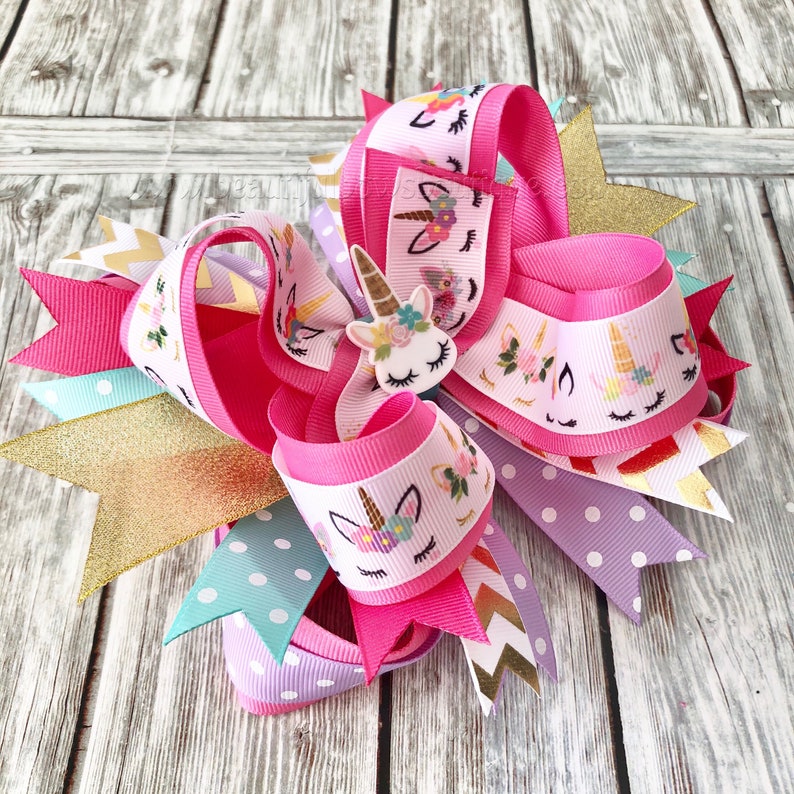 Unicorn Birthday Party,Unicorn 1st Birthday,Unicorn Hair Clip,Unicorn Stacked Hair Bow Party Favor OTT Unicorn Hair Bow,Unicorn Headband