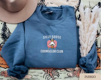 Embroidered funny counselor sweatshirt, silly goose club crewneck, school therapist gift, mental health top, cozy counselor shirt gift