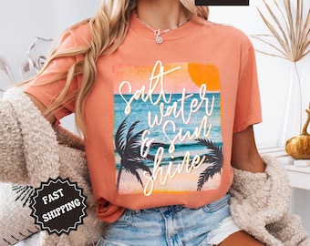 Comfort Colors Beach Shirt, Sunset Graphic Tee, Vintage Coastal T-Shirt, Cute Summer Aesthetic Top, Ocean Lover Gift, Nature Graphic Shirt