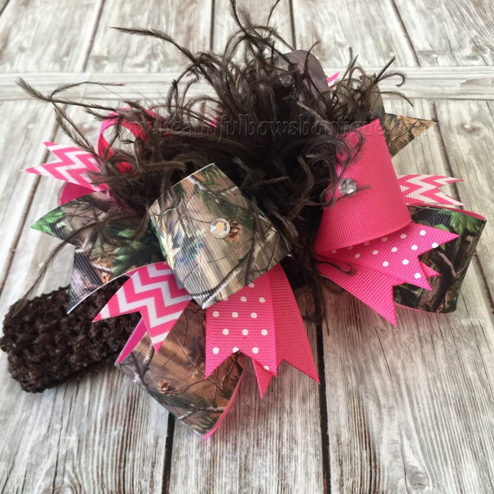 Hot Pink Camo Hair BowRealtree Camo HeadbandCamouflage Baby Etsy