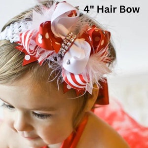 Pale Peach Hair Bow, White Peach Wedding Bows, Peach Pageant Bow, Peach and White Headband, Toddler Wedding Hair Clip Baby Bow Headbands image 8