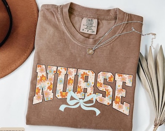 Comfort Colors Nurse Shirt, Floral Nurse Shirt, Retro Nurse Shirt, Cute Nurse Tee, RN Nurse Shirt, Nurse Gift, Nurse Life, Nursing Gift