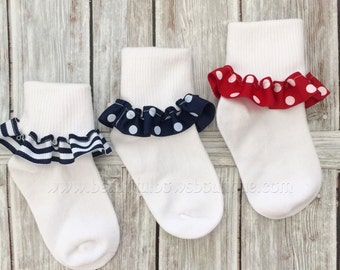 navy frilly ankle socks