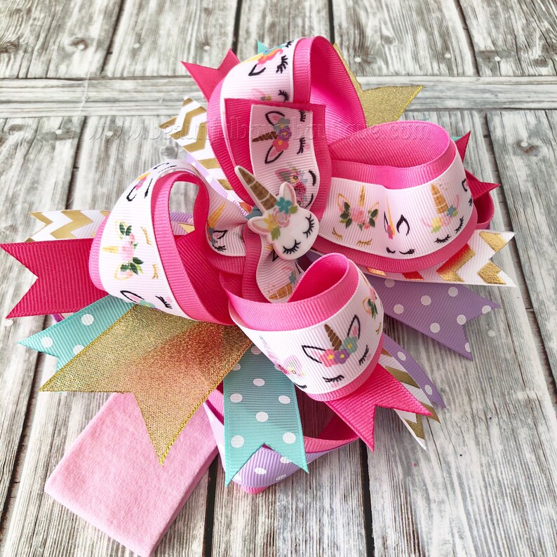 Unicorn Birthday Party,Unicorn 1st Birthday,Unicorn Hair Clip,Unicorn Stacked Hair Bow Party Favor OTT Unicorn Hair Bow,Unicorn Headband