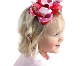 Red and Pink Hair Bow,Valentines Baby Headband,Large Boutique Hair Bows,Little Girls Valentine Bow, Big Valentines Bow,Valentines Baby Bows