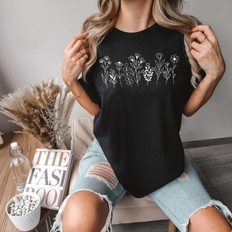 Comfort Colors® Wildflower Shirt Floral Cottagecore Shirt Botanical Shirt Flower Shirt Nature Shirt, Wildflower Tshirt Wild Flower Shirt