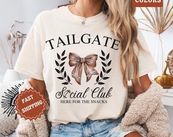 Tailgate Social Club Shirt Gameday Graphic Tee Comfort Colors Football Shirt Fall Tailgate Shirt Here for the Snacks Shirt Football Game Tee