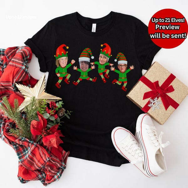 Family Custom Face Christmas Shirt Ugly Christmas Elf Face Custom Shirts Christmas Family Party Shirt Funny Christmas Gift Personalized