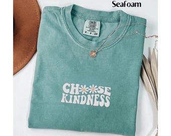 Jolie chemise brodée pour professeur Chemise Comfort Colors® Choose Kindness Chemise pour professeur Be Kind Chemise pour la rentrée des classes Professeur du primaire