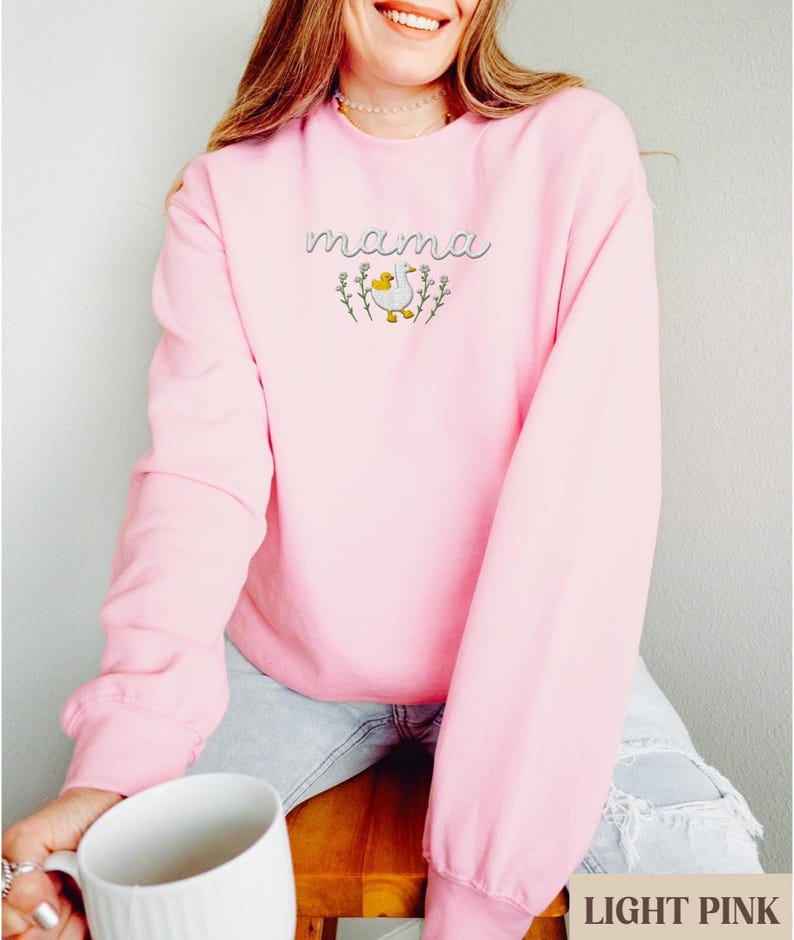 Embroidered Mama Sweatshirt, Goose Mama Crewneck, Mother's Day Gift, New Mom Gift, Baby Shower Gift, Cozy Mom Sweater, Cute Mom Sweatshirt image 12