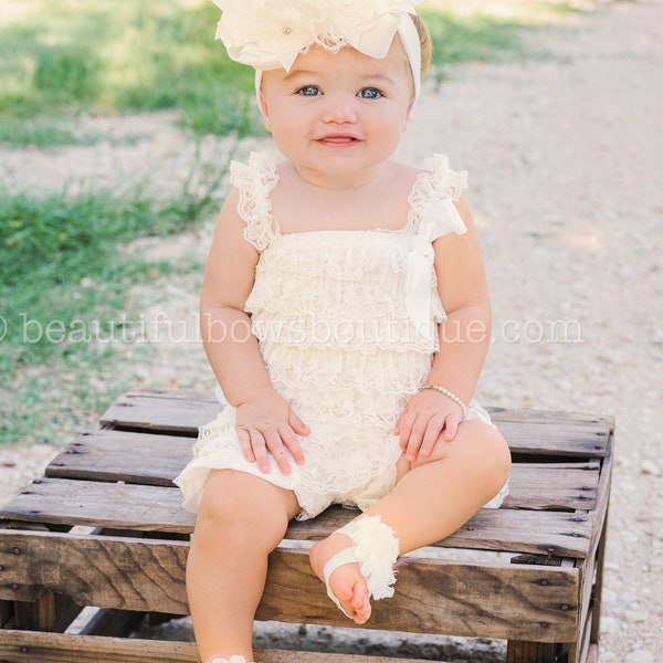 Ivory Petti Lace Romper,Lace Romper Ivory ,Ruffle Lace Baby Clothes, Ivory Baby Romper,Lace Infant Toddler Outfit,Photography Prop for Baby