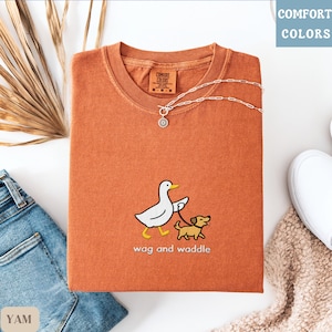 Embroidered Funny Animal Shirt, Silly Goose Comfort Colors Tee, Quirky Gift for Pet Lovers, Small Embroidered Goose T-Shirt, Cute Bird Tee