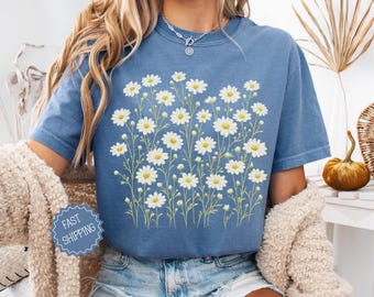 Daisy Comfort Colors Shirt, Wildflower Graphic Tee, Cottagecore Floral Shirt, Spring Daisy Shirt Women, Vintage Flower Shirt, Gift for Her
