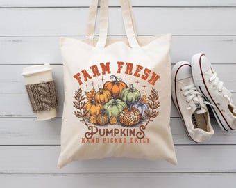 GXVUIS Hello Pumpkin Canvas Tote Bag – Aesthetic Fall Design, Reusable Large Shopping Bag - View #2