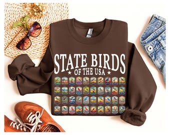 50 State Birds Sweatshirt - Unisex Bird Lover Crewneck