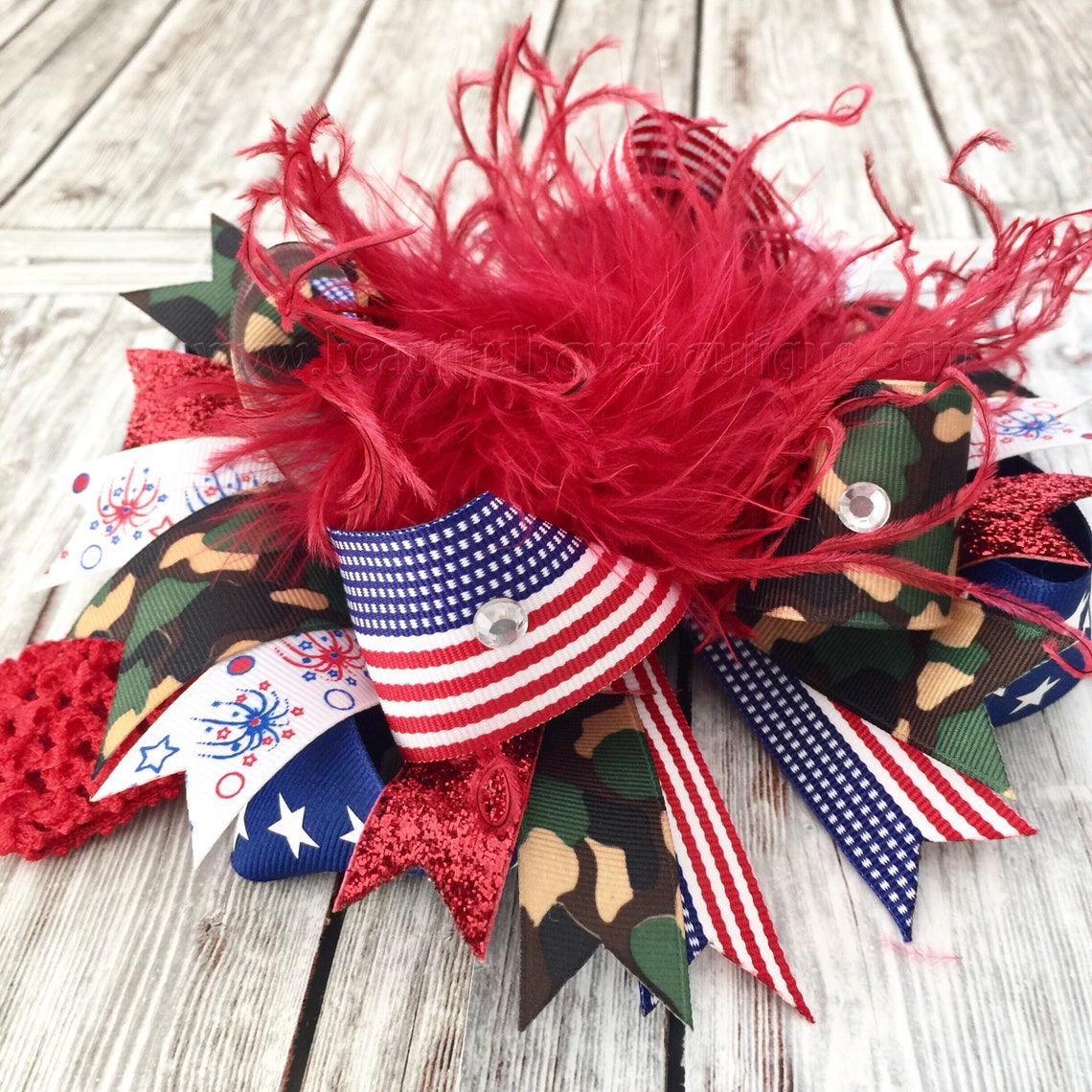 Patriotic Camo Hair BowAmerican Camo HeadbandCamo 4th of Etsy