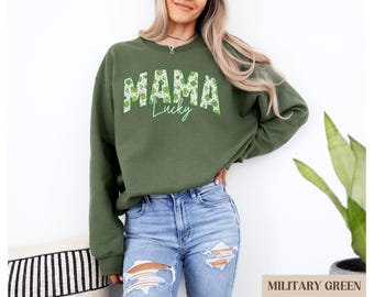 Lucky Mama Sweatshirt, St Patrick's Day Crewneck, Shamrock Sweater