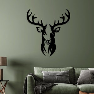 Deer Laser Cut SVG DXF Files - Wall Sticker, Engraving Decal, Silhouette Template, CNC Cutting Router, Digital Vector Instant Download