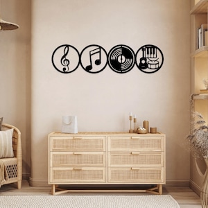 Music Laser Cut SVG DXF Files - Wall Sticker, Engraving Decal, Silhouette Template, CNC Cutting Router, Digital Vector Instant Download