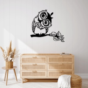 Eule Laser geschnitten SVG-DXF-Dateien - Wandaufkleber, Gravur Aufkleber, Silhouette Vorlage, CNC-Schneidefräser, digitaler Vektor Sofort-Download