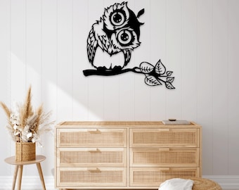 Owl on Branch SVG: Laser Cut Wall Art, CNC, Cricut (Digital Download)