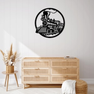 Steam Train Laser Cut SVG DXF Files Wall Sticker, Engraving Decal, Silhouette Template, CNC Cutting Router, Digital Vector Instant Download