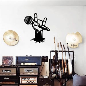 Mikrofon Musik Laser Cut SVG-DXF-Dateien - Wandaufkleber, Gravur, Silhouette Vorlage, CNC-Schneidefräser, Digitaler Vektor-Instant Download