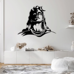 Hindu Gott Lord Shiva Laser geschnitten SVG-DXF-Dateien - Wandaufkleber, Gravur, Silhouette Vorlage, CNC-Fräser, digitaler Vektor-Sofort-Download