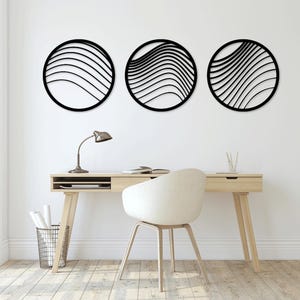 Archivos SVG DXF de corte láser de onda: calcomanía de pared, calcomanía de grabado, plantilla de silueta, enrutador de corte CNC, descarga instantánea de vector digital