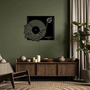 Vinylplaatmuziek lasergesneden SVG DXF-bestanden - muursticker, gravuresticker, silhouetsjabloon, CNC-router, digitale vector direct downloaden
