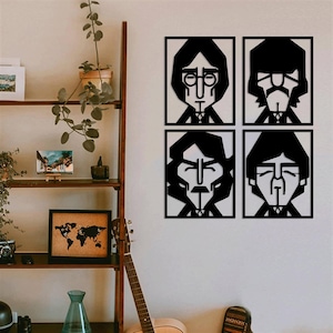 Pliki cięte laserowo Beatles SVG DXF - Naklejka ścienna Pop Art, Szablon sylwetki, Frezarka tnąca CNC, Cyfrowy wektor Natychmiastowe pobieranie