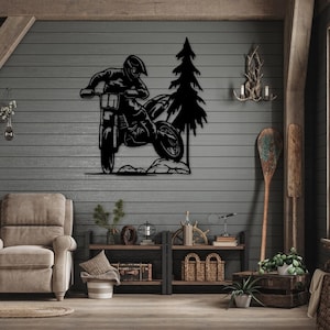 Off-Road Dirt Bike Motocross Laser Cut SVG DXF Glowforge Files, Engraving, Silhouette Template, CNC Router, Digital Vector Instant Download