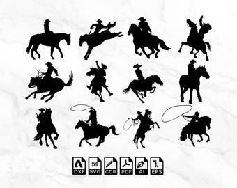 Cowboy Horse Rodeo SVG: Western Silhouette Cut Files (Digital Download)